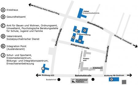 Karte vom Kreishaus und der Umgebung